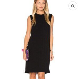 Vince Sleeveless Crepe Shift Mini Dress‎ Women 2 Black Workwear Silk Lined